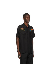 DOUBLE RAINBOUU Black West Coast Short Sleeve Shirt