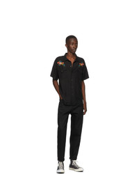 DOUBLE RAINBOUU Black West Coast Short Sleeve Shirt