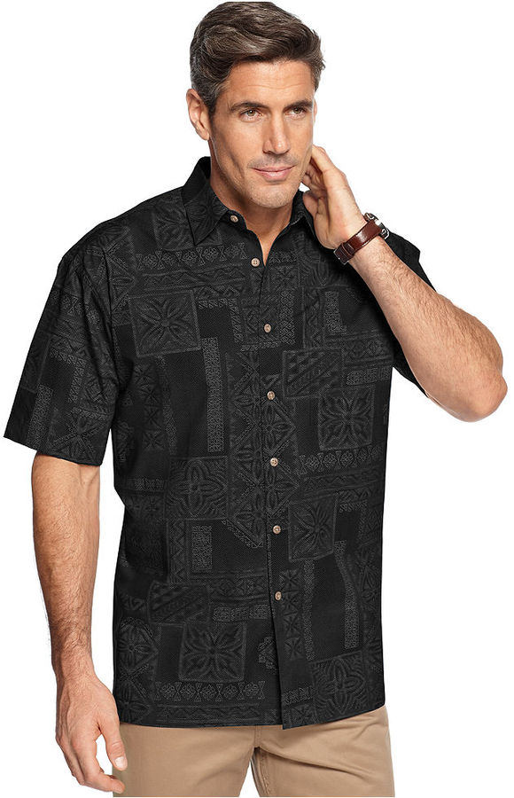 Campia Moda Short Sleeve Solid Batik Print Shirt, $45 | Macy's ...