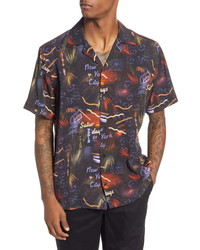 Saturdays Nyc Canty Midnight Paradise Short Sleeve Button Up Camp Shirt