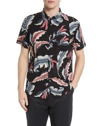 Rails Carson Leaf Print Short Sleeve Button Up Shirt In Paradise Night At Nordstrom