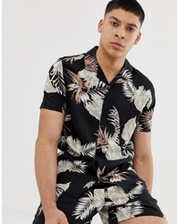 New Look Co Ord Revere Shirt In Leaf Print