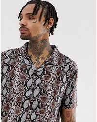 Another Influence Co Ord Snake Print Revere Collar Short Sleeve Shirt