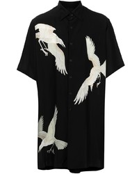 Yohji Yamamoto Eagle Print Short Sleeve Fluid Shirt