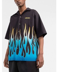 Kenzo Flame Print Branded Short Sleeve Shirt