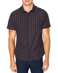 7 Diamonds Floral Dance Short Sleeve Button Up Shirt In Black At Nordstrom