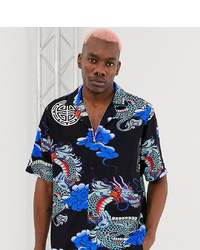 Reclaimed Vintage Inspired Dragon Print Revere Shirt