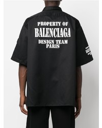 Balenciaga Logo Print Cotton Short Sleeve Shirt