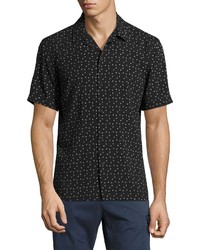 Neiman Marcus Neat Print Short Sleeve Shirt Black