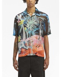 Palm Angels Oil On Canvas Button Up Bowling Shirt