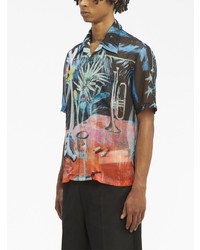 Palm Angels Oil On Canvas Button Up Bowling Shirt