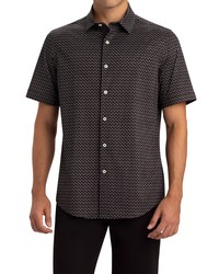 Bugatchi Ooohcotton Tech Print Button Up Shirt In Black At Nordstrom