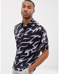 ASOS DESIGN Oversized Fit Shirt In 90s Style Printed Viscose