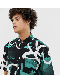 Crooked Tongues Oversized Short Sleeve Shirt With Abstract Print