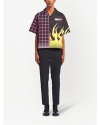 Prada Panelled Flame Print Shirt