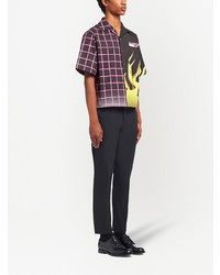 Prada Panelled Flame Print Shirt