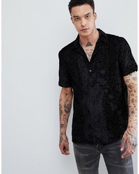ASOS DESIGN Party Regular Fit Burnout Shirt In Black