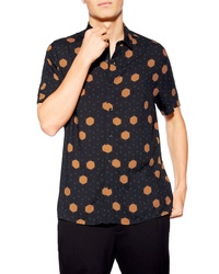 Topman Polka Dot Slim Fit Woven Shirt