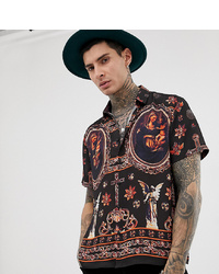 Heart & Dagger Printed Shirt With Baroque Print In Black