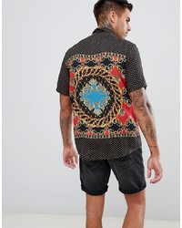 ASOS DESIGN Regular Fit Baroque T Print Shirt In Black