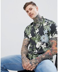 ASOS DESIGN Regular Fit Hawaiian Shirt With Revere Collar