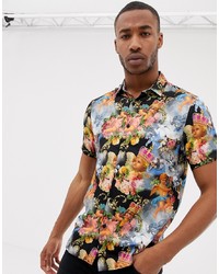 ASOS DESIGN Regular Fit Shirt With Cherub Floral Print