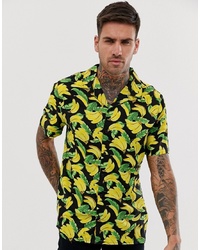 New Look Revere Collar Shirt In Banana Print