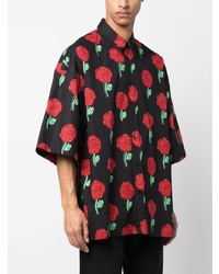 VERSACE JEANS COUTURE Rose Print Short Sleeve Shirt