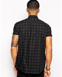 Asos Shirt In Short Sleeve With Geo Star Print And Poppers