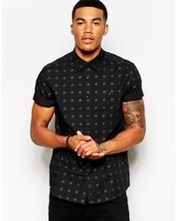 Asos Shirt In Short Sleeve With Geo Star Print And Poppers