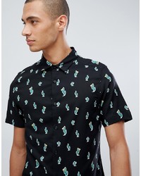 Burton Menswear Shirt With Cactus Print In Black