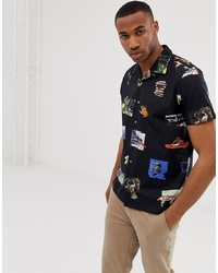PS Paul Smith Short Sleeve Photographic Print Shirt In Black