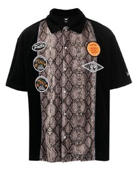 PATTA Snake Print Short Sleeve Velour Shirt
