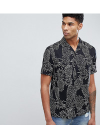 ASOS DESIGN Tall Oversized Shirt In Pineapple Print In Black