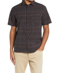Billy Reid Treme Print Cotton Linen Short Sleeve Button Up Shirt In Multi At Nordstrom