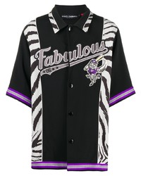 Dolce & Gabbana Zebra Print Insert Baseball Shirt