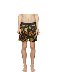VERSACE JEANS COUTURE Black And Yellow Baroque Shorts