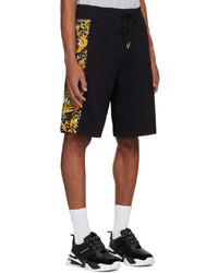 VERSACE JEANS COUTURE Black Yellow Paneled Shorts