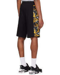 VERSACE JEANS COUTURE Black Yellow Paneled Shorts