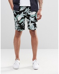Asos Brand Slim 5 Pocket Shorts In Mid Length With Floral Print