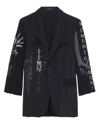 Yohji Yamamoto Graphic Print Button Up Silk Blazer