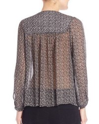 Joie Babah Snake Texture Printed Silk Blouse