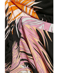 Emilio Pucci Cape Back Silk Paneled Printed Jersey Blouse Black