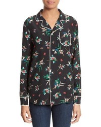 RED Valentino Wallpaper Floral Print Silk Blouse