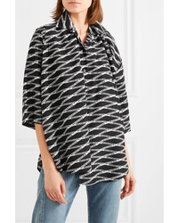 Balenciaga Oversized Asymmetric Printed Silk Shirt