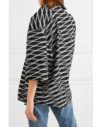 Balenciaga Oversized Asymmetric Printed Silk Shirt