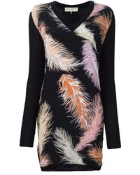 Emilio Pucci Feather Print Knitted Dress