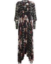 Preen Printed Silk Dress With Velvet