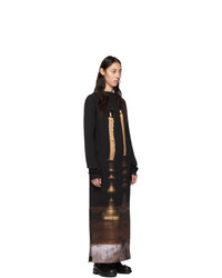 S.R. STUDIO. LA. CA. Black Silk Two Candles Long Sleeve Gown