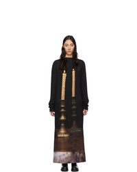 S.R. STUDIO. LA. CA. Black Silk Two Candles Long Sleeve Gown